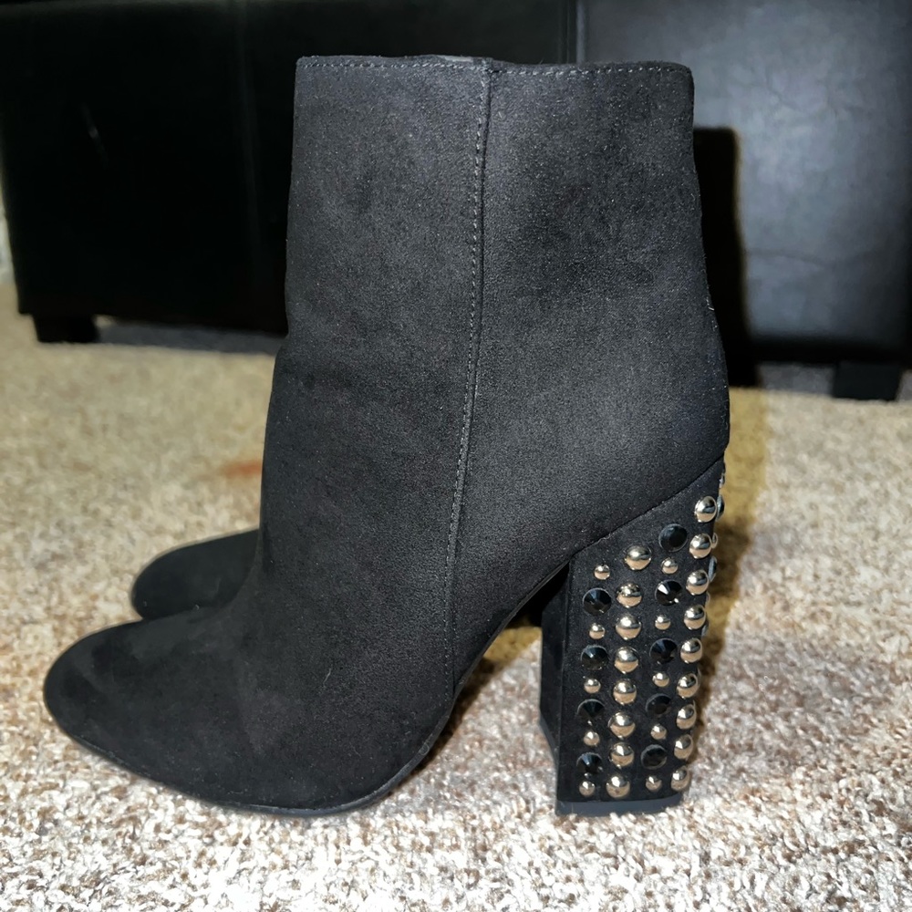 Jeweled black booties